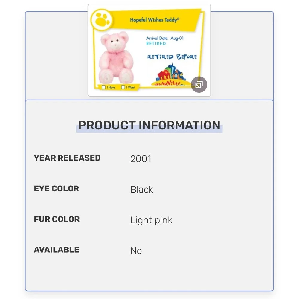 Build-A-Bear Hopeful Wishes Pink Breast Cancer Awareness 2001 Vintage Y2K 16